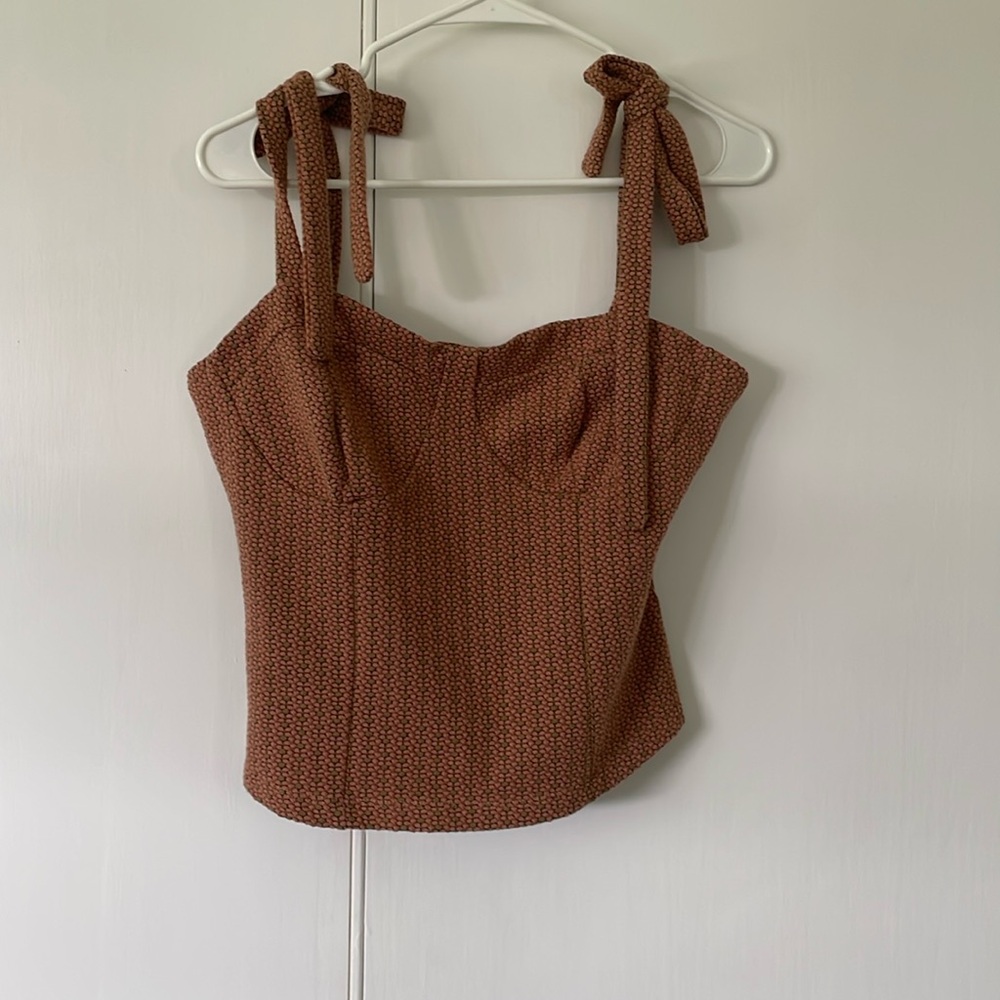 Free People Brown Tie-Shoulder Bustier Top